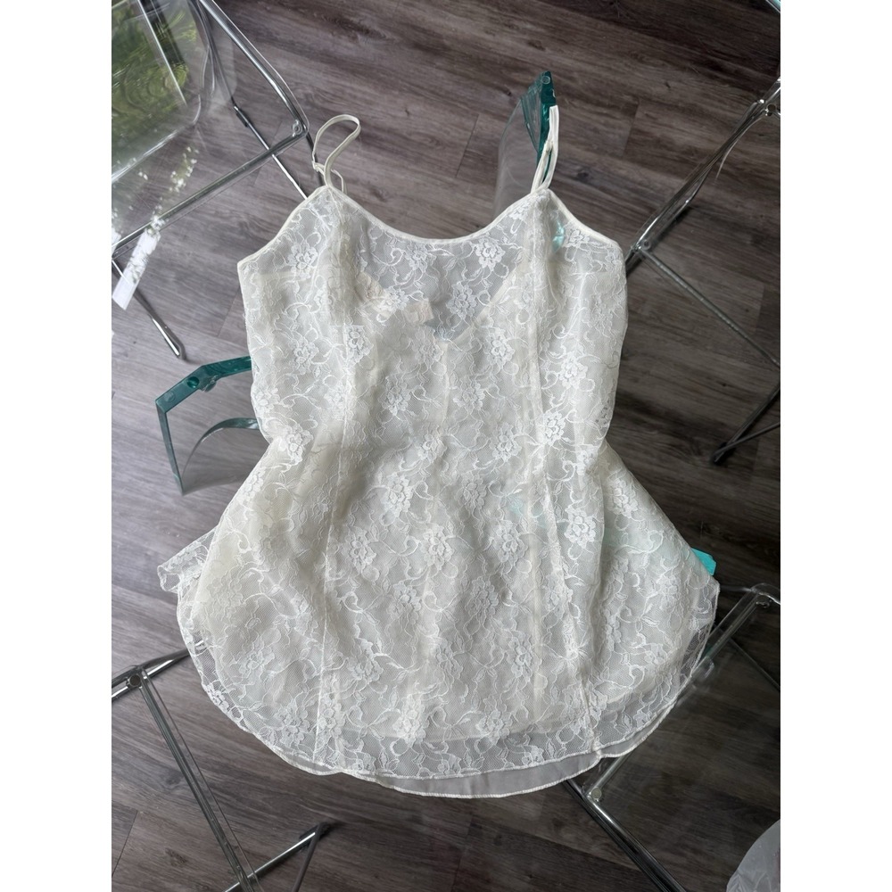 Victoria's Secret vintage gold label white Ivory lace lined Bridal‎ chemise Gown